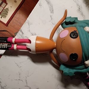 Charming Button-Eyed Doll with Teal Hair